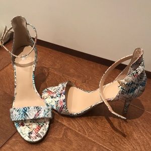 Rainbow snakeskin heels